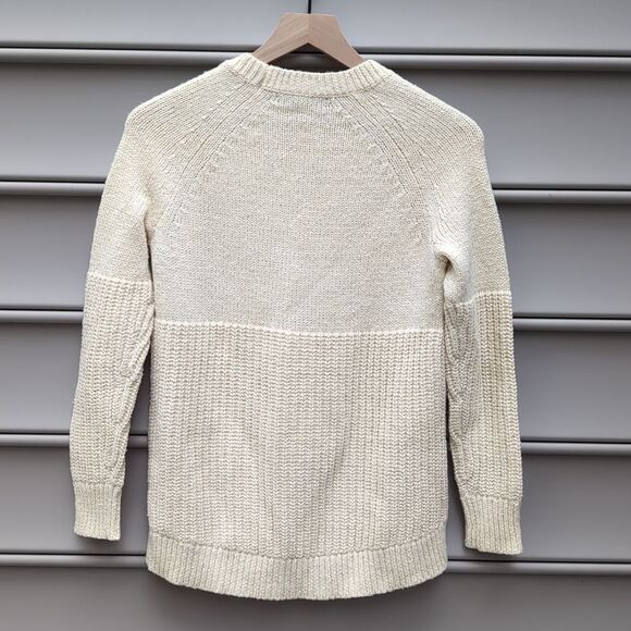 2000s Banana Republic Italian Yarn Wool Blend Crewneck Sweater Neutral Fisherman - Picture 3 of 4